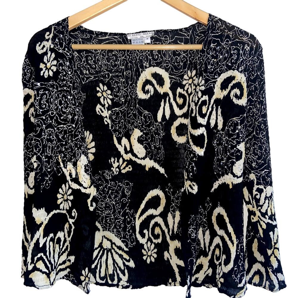 Alberto Makali Jacket Women's Size Medium Open Front Sequins Shrug Bolero !